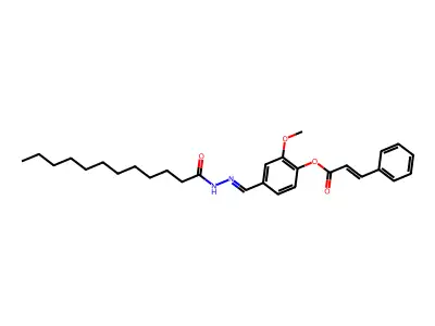 [4-[(Dodecanoylhydrazinylidene)methyl]-2-methoxyphenyl] 3-phenylprop-2-enoate structure