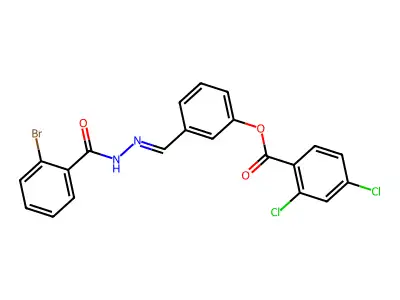 [3-[[(2-Bromobenzoyl)hydrazinylidene]methyl]phenyl] 2,4-dichlorobenzoate structure