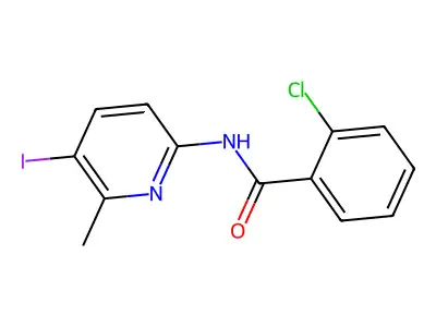 2-chloro-N-(5-iodo-6-methyl-2-pyridinyl)benzamide structure