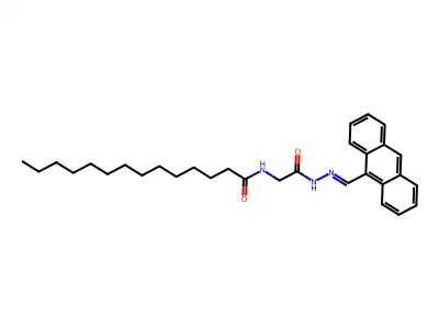 N-[2-[2-(anthracen-9-ylmethylidene)hydrazinyl]-2-oxoethyl]tetradecanamide structure