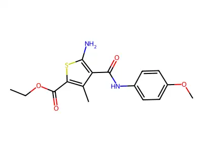 Ethyl 5-amino-4-[(4-methoxyphenyl)carbamoyl]-3-methylthiophene-2-carboxylate structure