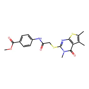 methyl 4-({[(3,5,6-trimethyl-4-oxo-3,4-dihydrothieno[2,3-d]pyrimidin-2-yl)sulfanyl]acetyl}amino)benzoate structure