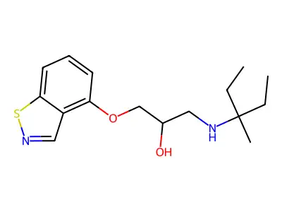 2-Propanol, 1-(1,2-benzisothiazol-4-yloxy)-3-((3-methyl-3-pentyl)amino)- structure