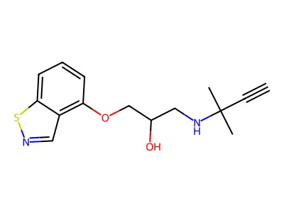 2-Propanol, 1-(1,2-benzisothiazol-4-yloxy)-3-((1,1-dimethyl-2-propynyl)amino)- structure