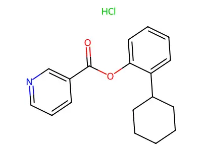 3-Pyridinecarboxylic acid, 2-cyclohexylphenyl ester, hydrochloride structure