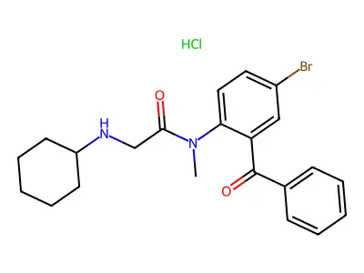 Acetamide, N-(2-benzoyl-4-bromophenyl)-2-(cyclohexylamino)-N-methyl-, monohydrochloride structure