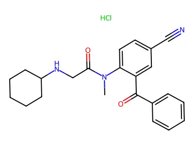 Acetamide, N-(2-benzoyl-4-cyanophenyl)-2-(cyclohexylamino)-N-methyl-, monohydrochloride structure