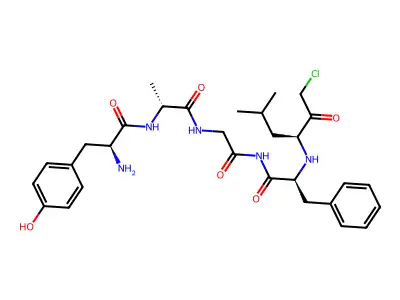 Tyrosyl-alanyl-glycyl-phenylalanyl-leucine chloromethyl ketone structure