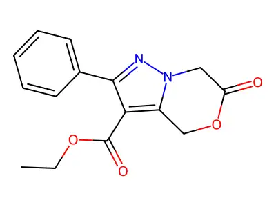 Ethyl 6-oxo-2-phenyl-6,7-dihydro-4H-pyrazolo[5,1-c][1,4]oxazine-3-carboxylate structure