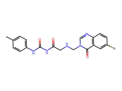 Acetamide, 2-(((6-bromo-4-oxo-3(4H)-quinazolinyl)methyl)amino)-N-(((4-methylphenyl)amino)carbonyl)- structure