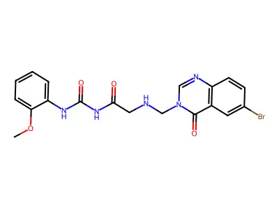 Acetamide, 2-(((6-bromo-4-oxo-3(4H)-quinazolinyl)methyl)amino)-N-(((2-methoxyphenyl)amino)carbonyl)- structure