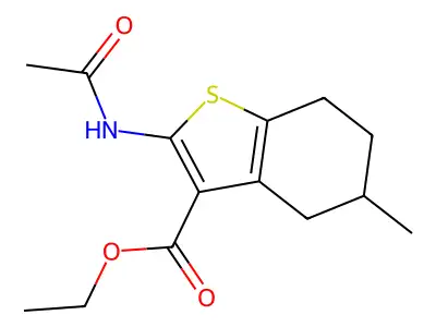 Ethyl 2-acetamido-5-methyl-4,5,6,7-tetrahydro-1-benzothiophene-3-carboxylate structure