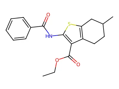 Ethyl 2-benzamido-6-methyl-4,5,6,7-tetrahydro-1-benzothiophene-3-carboxylate structure