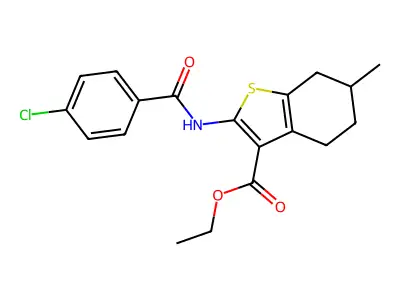 ethyl 2-[(4-chlorobenzoyl)amino]-6-methyl-4,5,6,7-tetrahydro-1-benzothiophene-3-carboxylate structure