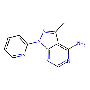 3-Methyl-1-(2-pyridinyl)-1H-pyrazolo(3,4-d)pyrimidin-4-amine structure
