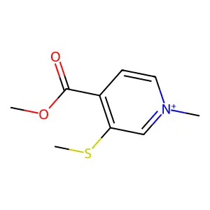 4-(Methoxycarbonyl)-1-methyl-3-(methylsulfanyl)pyridinium structure