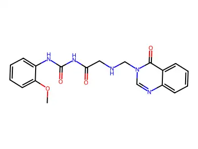 Acetamide, N-(((2-methoxyphenyl)amino)carbonyl)-2-(((4-oxo-3(4H)-quinazolinyl)methyl)amino)- structure