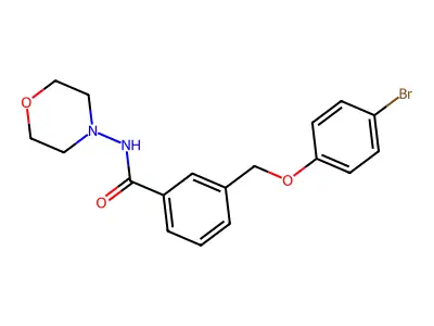 3-[(4-bromophenoxy)methyl]-N-morpholin-4-ylbenzamide structure