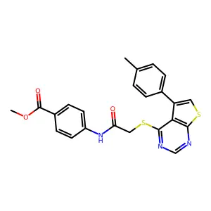 methyl 4-[({[5-(4-methylphenyl)thieno[2,3-d]pyrimidin-4-yl]sulfanyl}acetyl)amino]benzoate structure