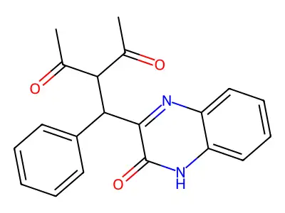 3-[(3-oxo-4H-quinoxalin-2-yl)-phenylmethyl]pentane-2,4-dione structure
