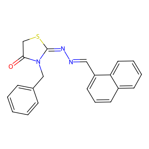 (2E)-3-benzyl-2-[(E)-1-naphthylmethylenehydrazono]thiazolidin-4-one structure