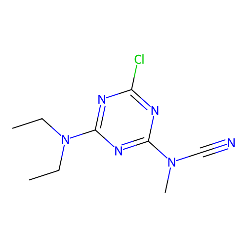 [4-Chloro-6-(diethylamino)-1,3,5-triazin-2-yl]-methylcyanamide structure