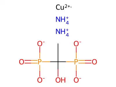Phosphonic acid, (1-hydroxyethylidene)di-, copper diammonium complex structure