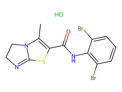 Imidazo(2,1-b)thiazole-2-carboxamide, 5,6-dihydro-N-(2,6-dibromophenyl)-3-methyl-, hydrochloride structure