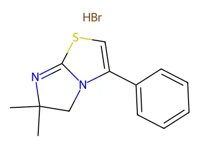 Imidazo(2,1-b)thiazole, 5,6-dihydro-6,6-dimethyl-3-phenyl-, hydrobromide structure