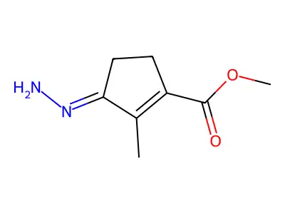 methyl (3Z)-3-hydrazinylidene-2-methyl-cyclopentene-1-carboxylate structure