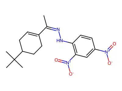 N-[1-(4-tert-butylcyclohexen-1-yl)ethylideneamino]-2,4-dinitroaniline structure
