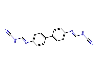N-cyano-N'-[4-[4-[(cyanoamino)methylideneamino]phenyl]phenyl]methanimidamide structure