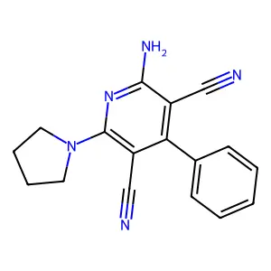 2-Amino-4-phenyl-6-(pyrrolidin-1-yl)pyridine-3,5-dicarbonitrile structure