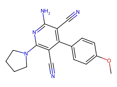 2-Amino-4-(4-methoxyphenyl)-6-(1-pyrrolidinyl)-3,5-pyridinedicarbonitrile structure