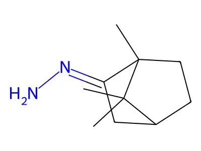 Bicyclo[2.2.1]heptan-2-one, 1,7,7-trimethyl-, hydrazone structure