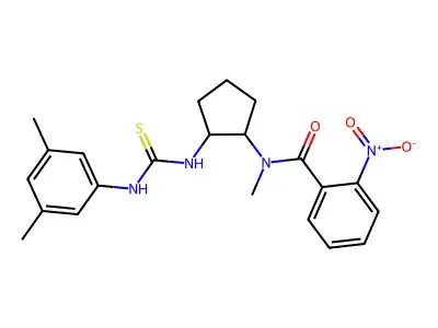 N-(2-((((3,5-Dimethylphenyl)amino)thioxomethyl)amino)cyclopentyl)-N-methyl-2-nitrobenzamide structure