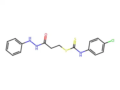 3-Oxo-3-(2-phenylhydrazinyl)propyl (4-chlorophenyl)carbamodithioate structure