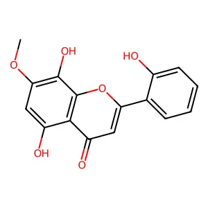 4H-1-Benzopyran-4-one, 5,8-dihydroxy-2-(2-hydroxyphenyl)-7-methoxy- structure