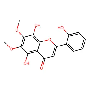 4H-1-Benzopyran-4-one, 5,8-dihydroxy-2-(2-hydroxyphenyl)-6,7-dimethoxy- structure