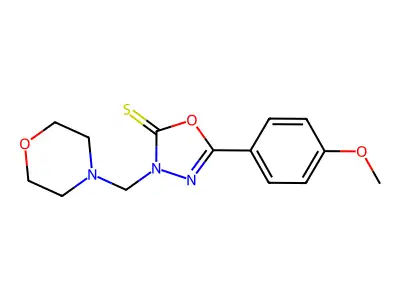 5-(4-Methoxyphenyl)-3-(morpholin-4-ylmethyl)-1,3,4-oxadiazole-2-thione structure