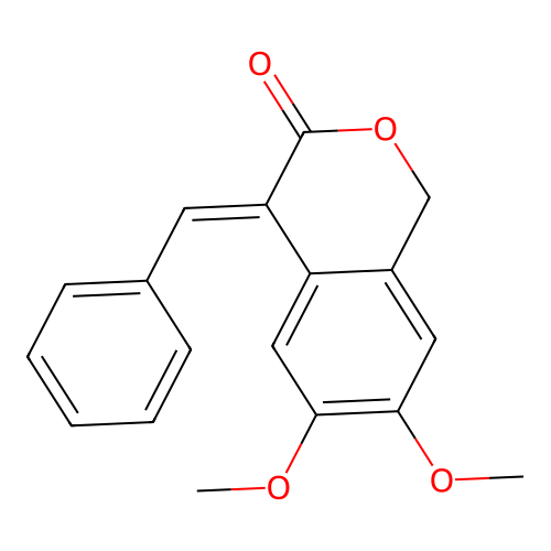 (E)-4-benzylidene-6,7-dimethoxyisochroman-3-one structure