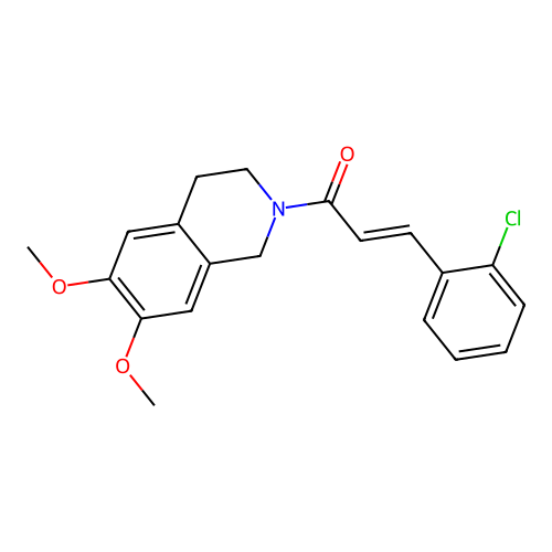 (E)-3-(2-chlorophenyl)-1-(6,7-dimethoxy-3,4-dihydro-1H-isoquinolin-2-yl)prop-2-en-1-one structure