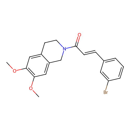 (2E)-3-(3-bromophenyl)-1-(6,7-dimethoxy-3,4-dihydroisoquinolin-2(1H)-yl)prop-2-en-1-one structure