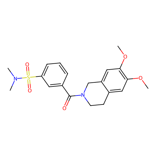 3-(6,7-dimethoxy-1,2,3,4-tetrahydroisoquinoline-2-carbonyl)-N,N-dimethylbenzenesulfonamide structure