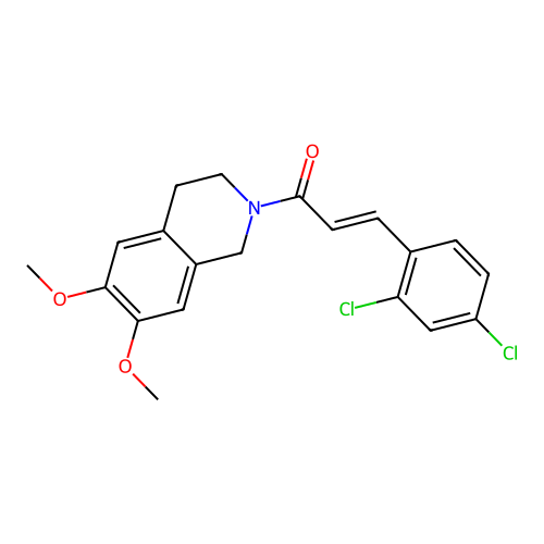 (2E)-3-(2,4-dichlorophenyl)-1-(6,7-dimethoxy-3,4-dihydroisoquinolin-2(1H)-yl)prop-2-en-1-one structure
