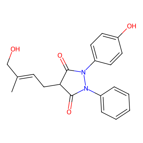 3,5-Pyrazolidinedione, 4-(4-hydroxy-3-methyl-2-butenyl)-1-(4-hydroxyphenyl)-2-phenyl- structure
