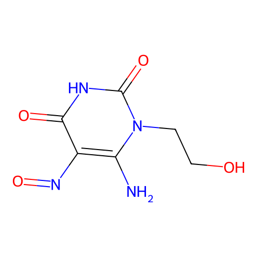 6-amino-1-(2-hydroxyethyl)-5-nitrosopyrimidine-2,4(1H,3H)-dione structure
