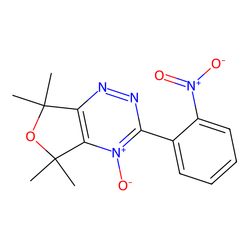 5,5,7,7-Tetramethyl-3-(2-nitrophenyl)-4-oxidofuro[3,4-e][1,2,4]triazin-4-ium structure