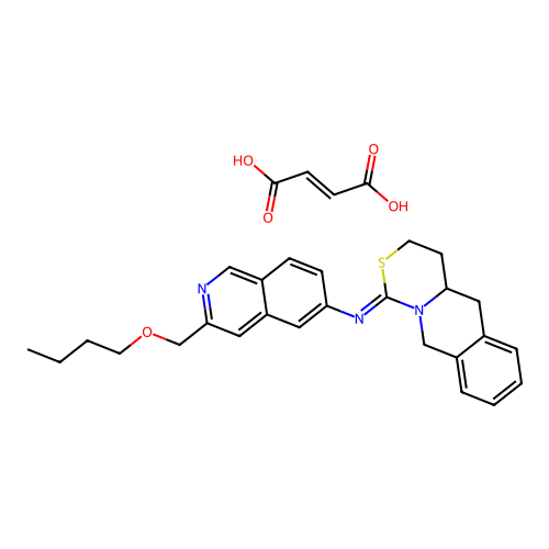 5-Isoquinolinamine, 3-(butoxymethyl)-N-(4,4a,5,10-tetrahydro-1H,3H-(1,3)thiazino(3,4-b)isoquinolin-1-ylidene)-, (+-)-, (E)-2-butenedioate structure