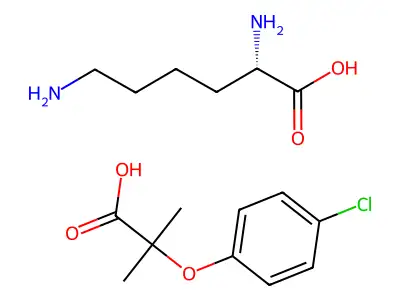 L-lysine mono[2-(p-chlorophenoxy)-2-methylpropionate] structure